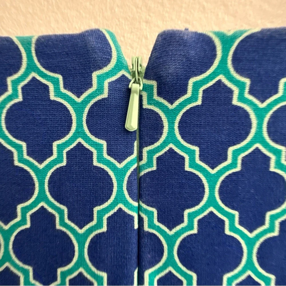 Lands' End Blue and Green Geometric Midi Dress - Picture 9 of 11